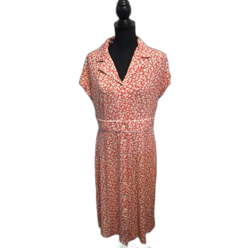 Vintage D.J. Summers Button front floral dress short sleeve Large L